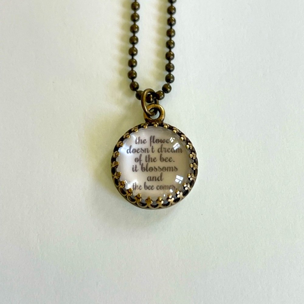 NWOT sweet and simple Handmade necklace on bronze toned chain  Hiker  Gardener
